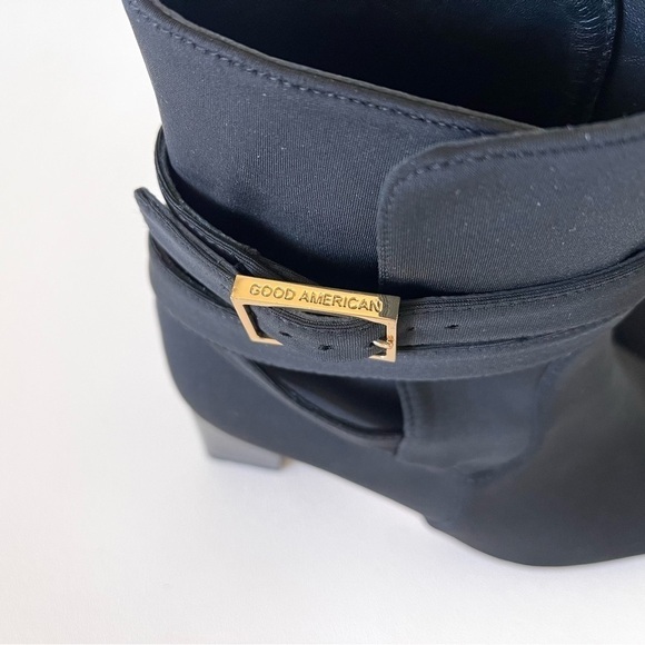 Good American Boots The Bombshell Bootie Block Heel Ankle Buckle Chic Black 6.5 - Picture 6 of 13
